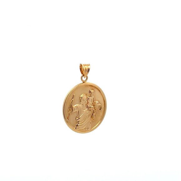 18K Gold Pendant Jesus Christ Saint Joseph Round 2.79 grams - Picture 6 of 14